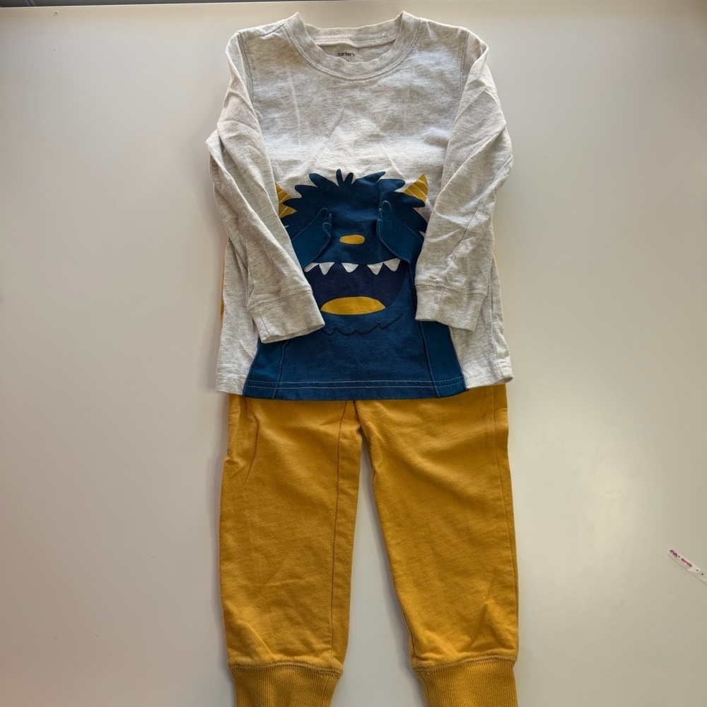 Carter's Gray and Mustard Monster Set